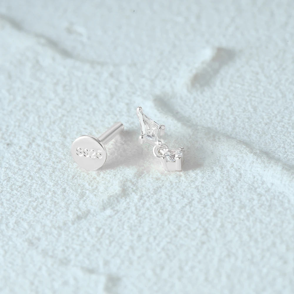 Aide 925 Sterling Silver Geometric Multi Piercing Stud Earrings for Women – K Gold Tassel Elegant Jewelry Gift