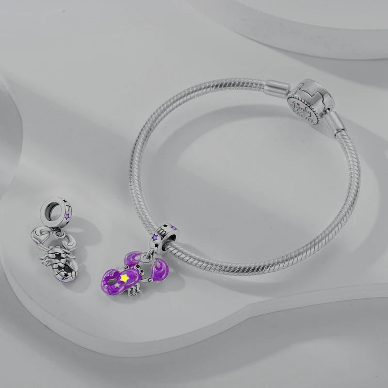 Original 925 Sterling Silver 12 Constellation Luminous Charm | Fits Pandora 3mm Bracelet DIY Jewelry Gift for Women