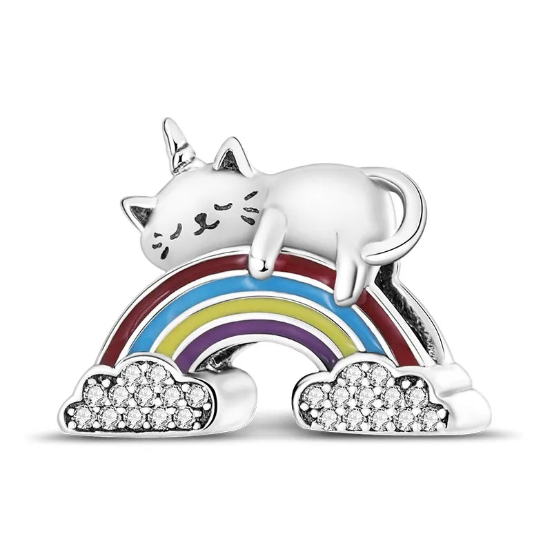 Cat Collection 925 Sterling Silver Charms Bead | Persian Bell & Multifarious Cat Dangle Fit Pandora Bracelet Necklace DIY Jewelry