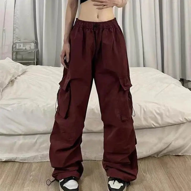 American Retro Workwear Casual Pants – Women’s Summer Straight Loose Wide Leg Trousers