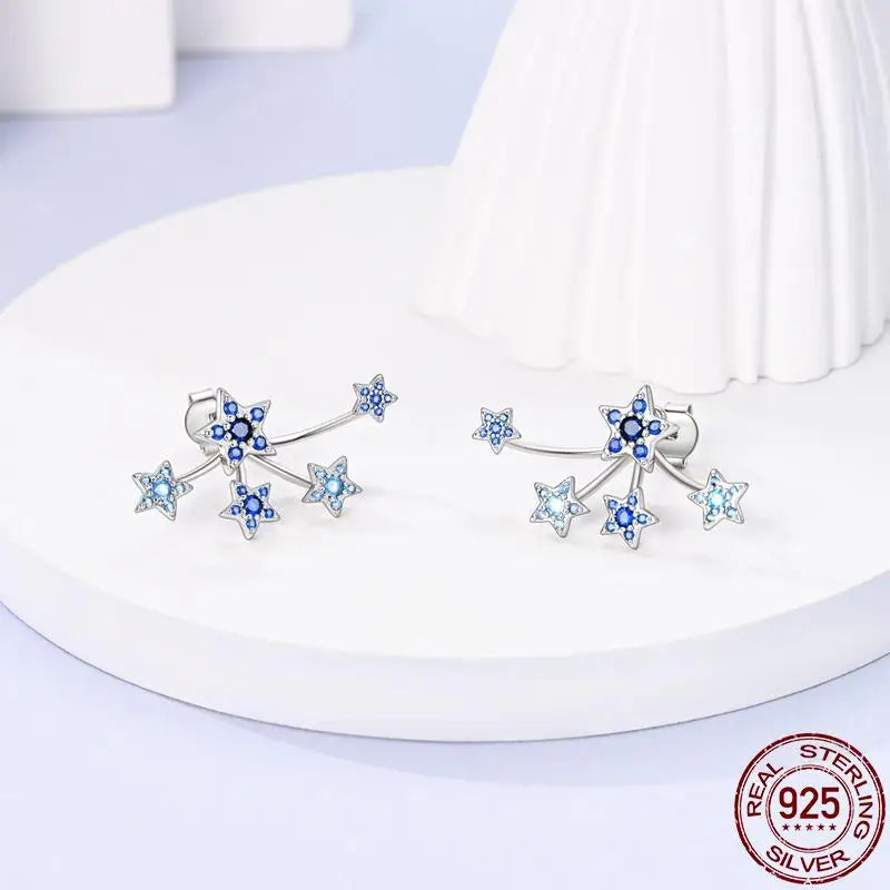 925 Sterling Silver Star Moon Unicorn Earrings | Pave CZ Women’s Fashion & Anniversary Jewelry