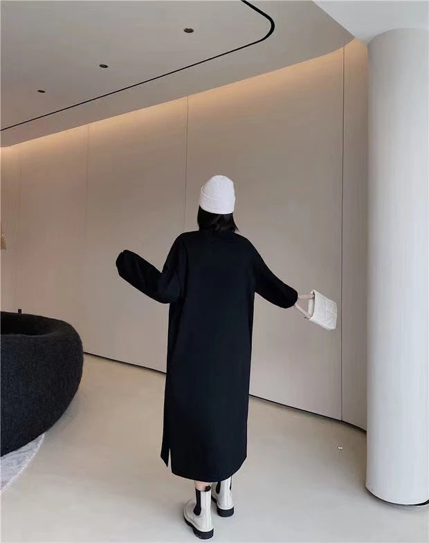 Lazy Person's Winter Sweatshirt Dress ❄️ Loose Casual Home & Outdoor Wear 👗 Personalized Letter Design 🌟