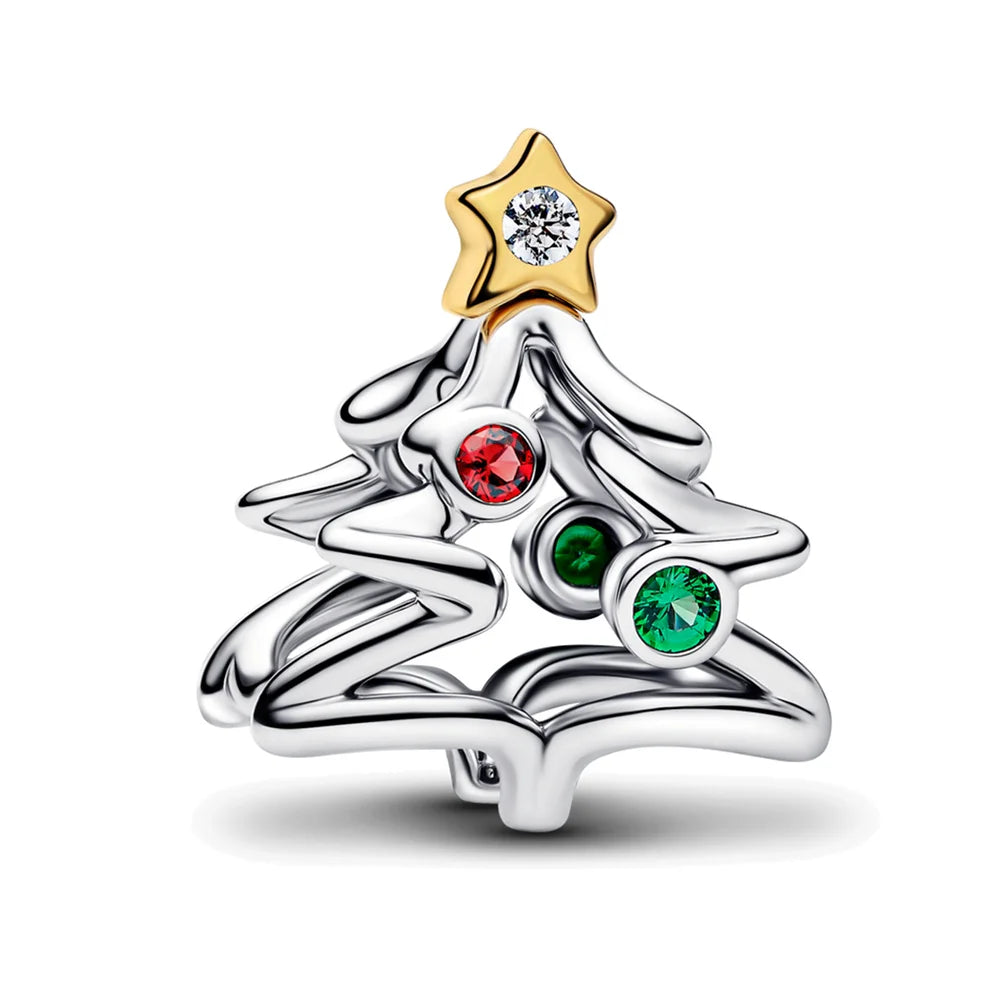 Sparkling Christmas Butterfly Bell Moon Charms | 925 Silver Beads Fit Original Pan Bracelet | DIY Women Jewelry New Year Gift