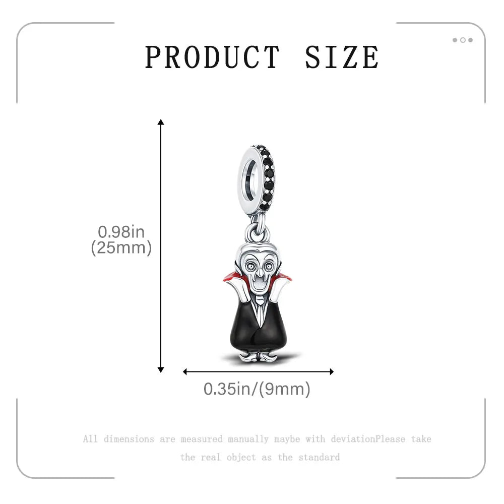 2025 925 Sterling Silver Halloween Dracula Vampire Charm | Beaded DIY Bracelet Jewelry Gift for Women