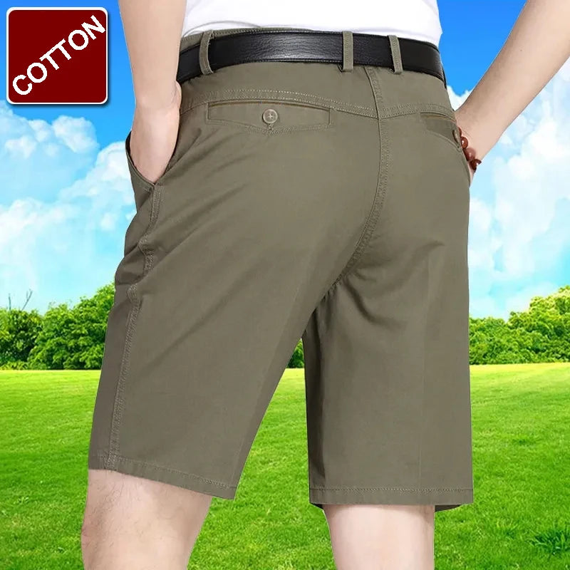 Classic Cotton Bermuda Shorts | Knee-Length Comfortable Board Shorts for Outdoor & Beach | Black & KhakiClassic Cotton Bermuda Shorts | Knee-Length Comfortable Board Shorts for Outdoor & Beach | Black & Khaki