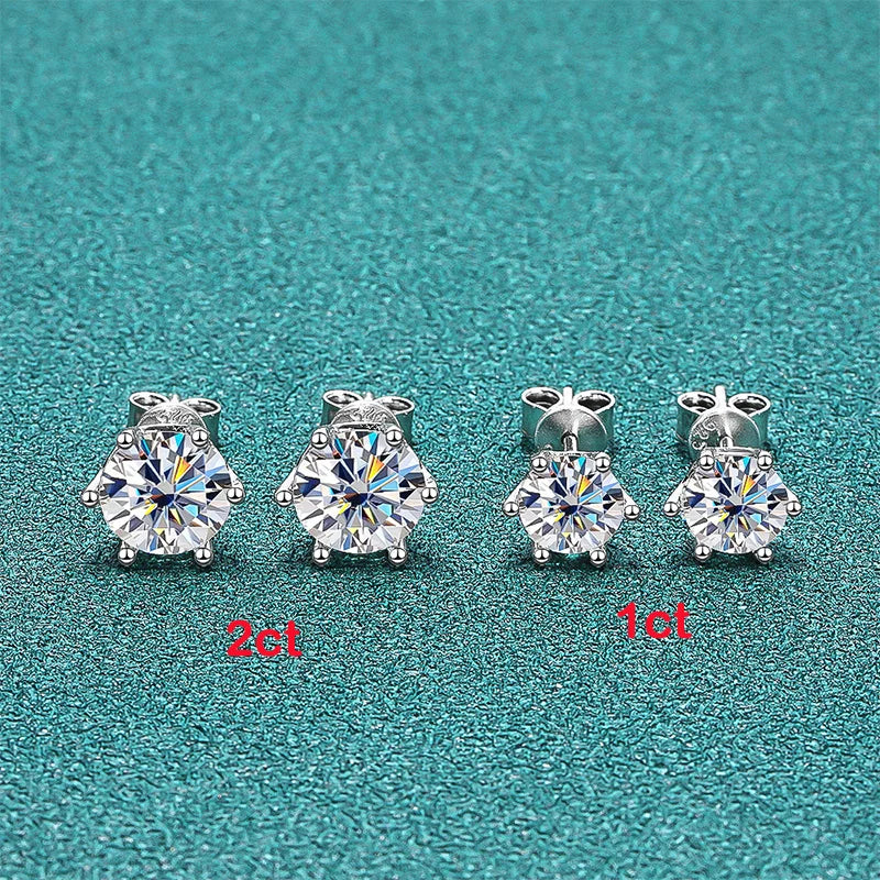 BIJOX STORY 925 Sterling Silver Moissanite Screw Stud Earrings – D Color Diamond Wedding Jewelry