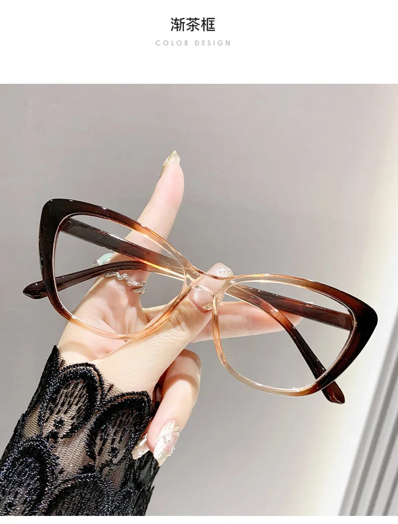 Fashion Ladies Reading Glasses – Trendy Luxury Cat Eye Presbyopia Anti-Blue Light Eyeglasses for Women & Men