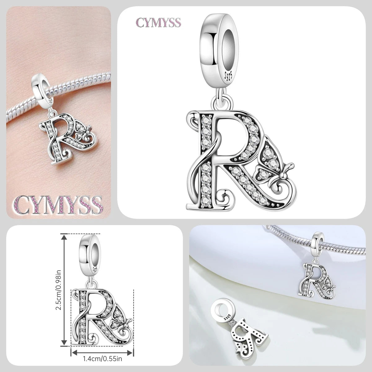 Original S925 Sterling Silver Butterfly & A-Z Letter Beads – DIY Bracelet & Necklace Jewelry