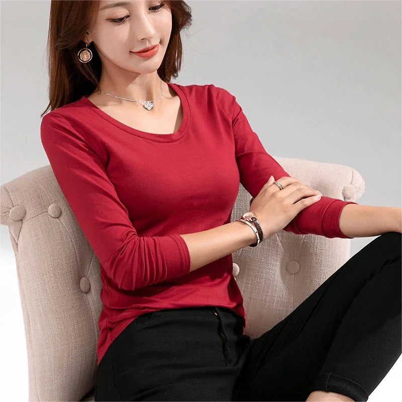 MRMT 2025 Women’s Slim Fit Long Sleeve T-Shirt – 95% Pure Cotton White Top for Women