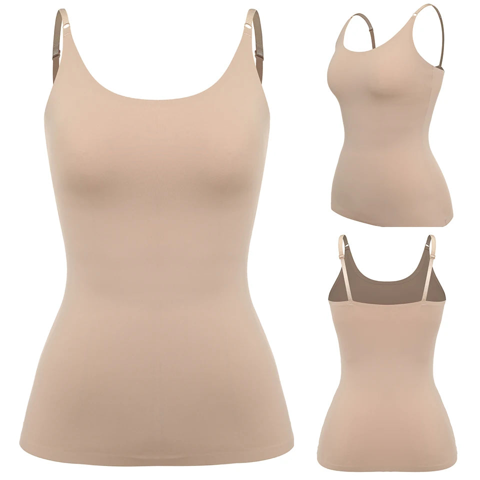 Seamless Shapewear Tank Top Camisole – Women’s Tummy Control Smooth Compression Vest in Nude & Black