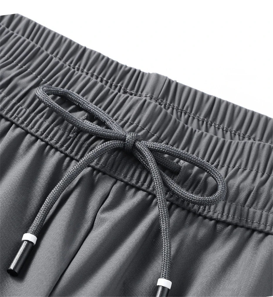 2024 Men’s Plus Size Summer Cool Pants | 7XL–8XL Stretch Sweatpants | Casual Lightweight Trousers in Black & Grey