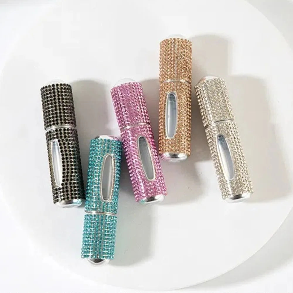 5ML Mini Perfume Bottle – Diamond-Encrusted Crystal Bling Glitter | Travel Empty Pump Container