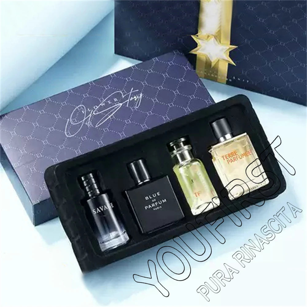 Luxury Brand Men’s Perfume Set – 4PCS Gift Box | 100ML Cologne Parfums Homme with Natural Floral & Fruity Masculine Scents