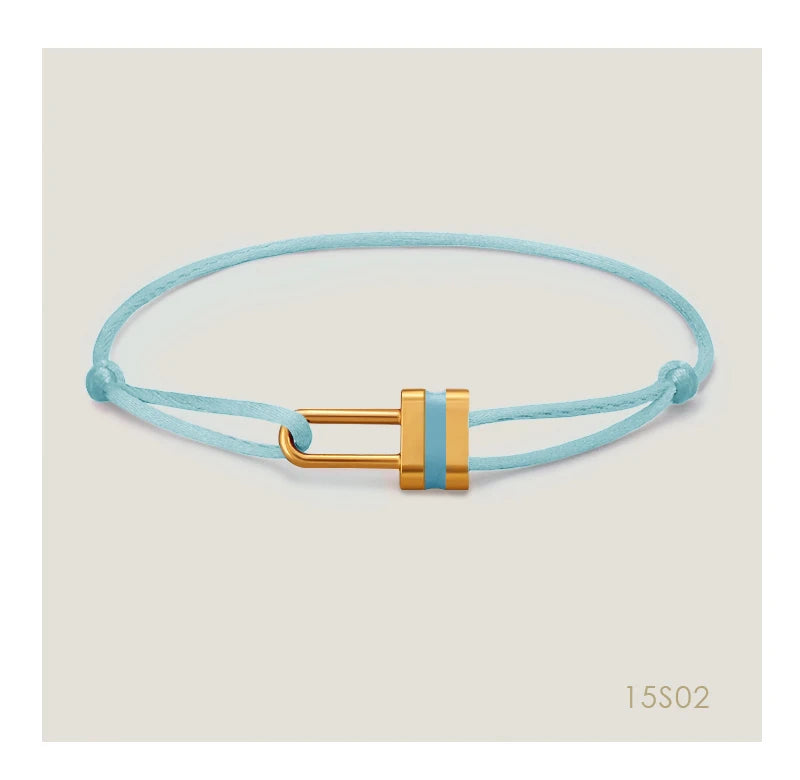 MOONLIGHT Adjustable Silk Rope Lock Charm Bracelet | Unisex Fashion Friendship Jewelry Gift for Women & Men