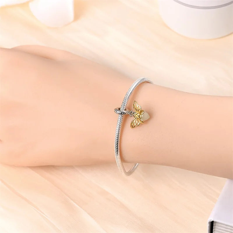 925 Sterling Silver Glow-In-The-Dark Firefly Charm | Fits 3mm Original Bracelet Women’s DIY Jewelry