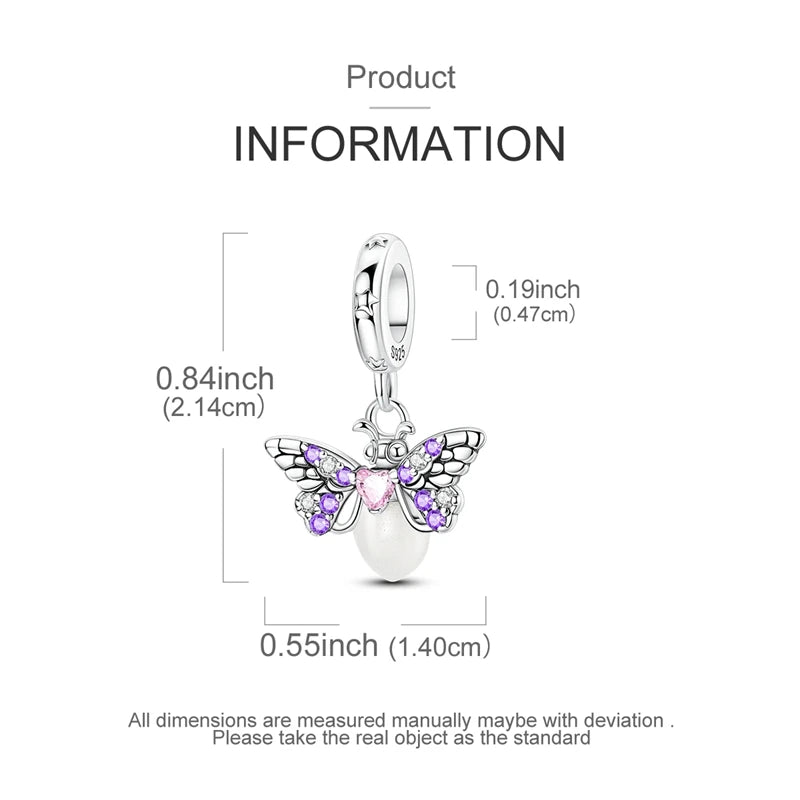 100% 925 Sterling Silver Teddy Bear, Kitten, Puppy & Elephant Luminous Firefly Charms | Sweet Beads Fit Pandora Bracelet Fine Jewelry