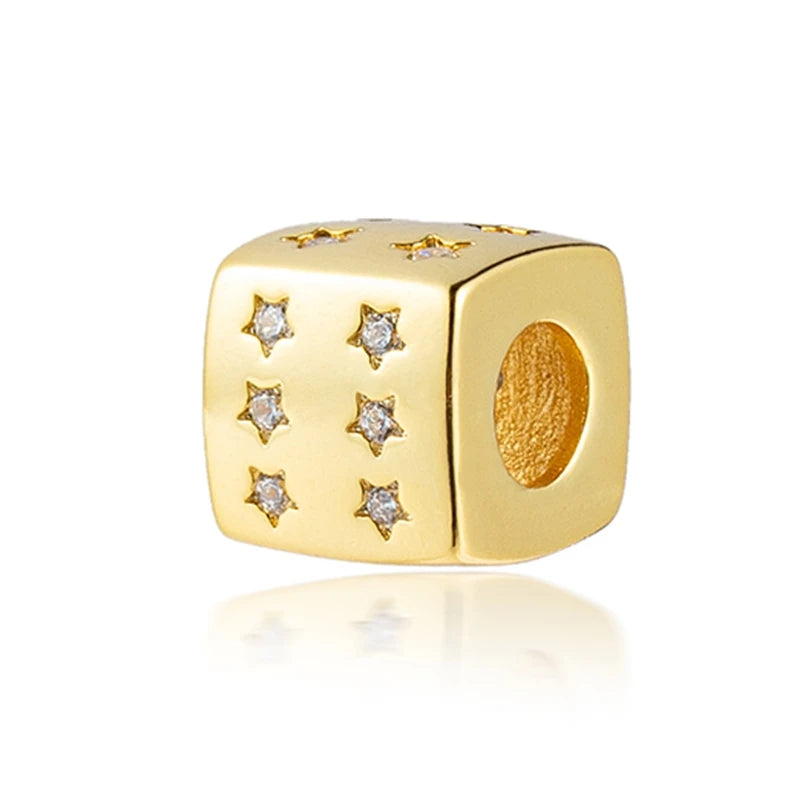 Sparkling Gold Plated Heart & Flower Clip Dangle Charm Beads | Fits Original Snake Bracelet & Necklace | DIY Jewelry Gift for Women