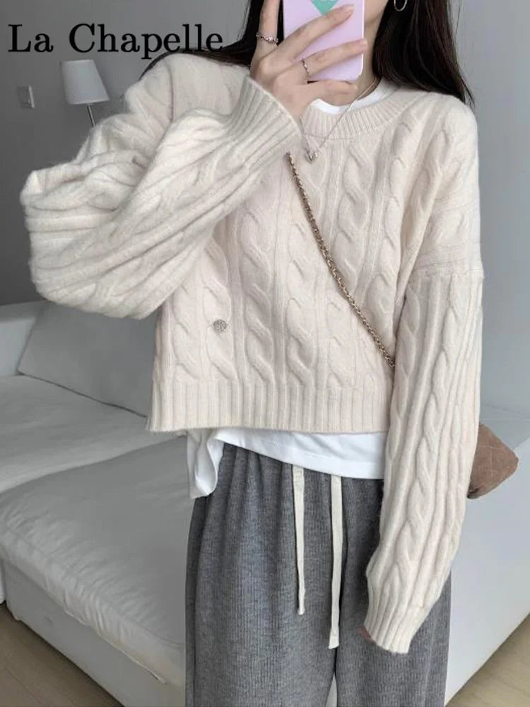 Soft Knit Sweater Women’s Top – Lazy Sleeve Inner Wear | Autumn Winter New Arrival Twist Cotton Long Sleeve Round Neck