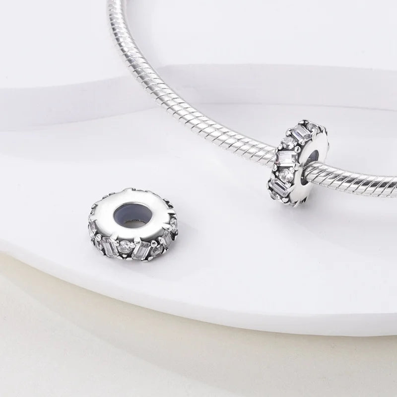 925 Sterling Silver Round Colored Zircon Spacer Beads – Fits Pandora Original Bracelets DIY Exquisite Party Jewelry