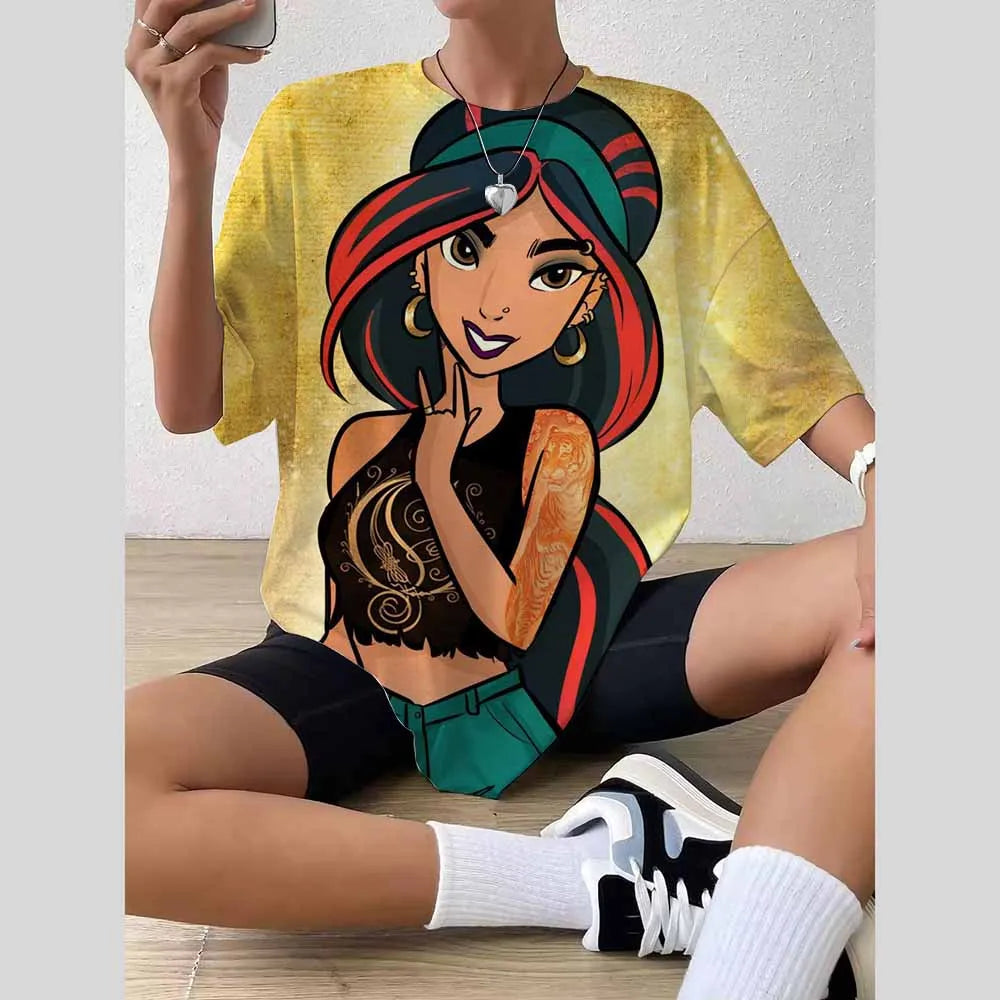 Y2K Disney Princess Graphic T-Shirt | Cute Harajuku Hip Hop 90s Style Women’s Streetwear Tee