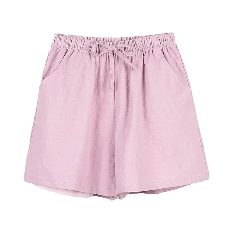 ☀️ Cotton Linen Women's Sport Shorts 🩳 Summer High Waist Solid Black Shorts 👖 Fashion Plus Size Casual Short Pants