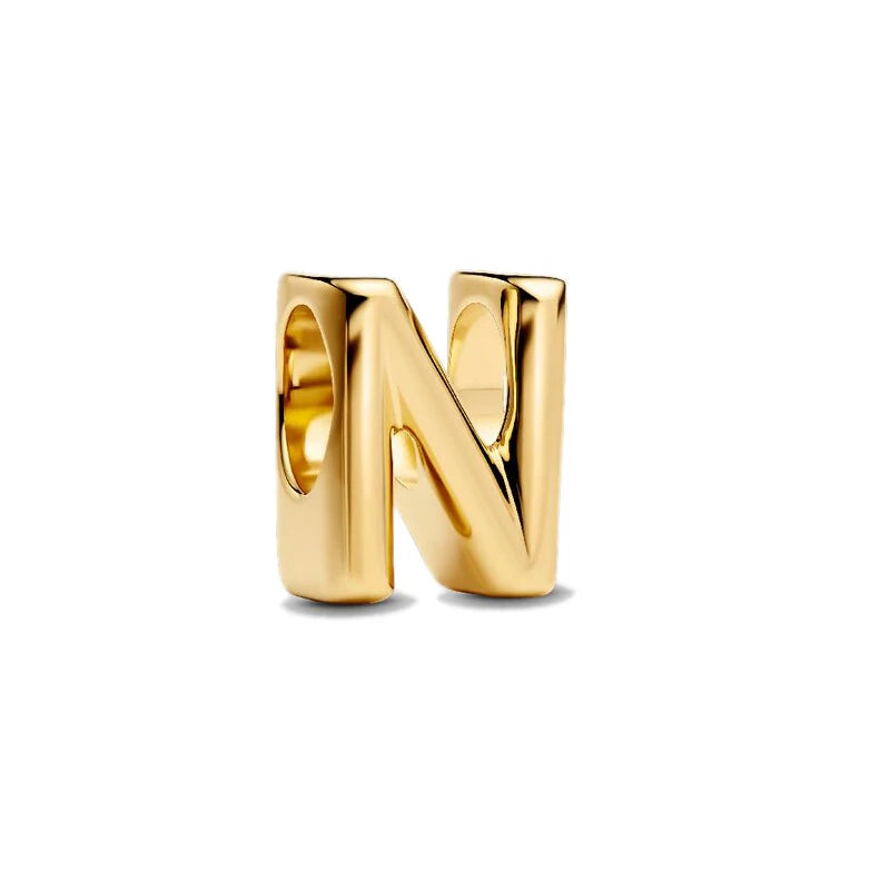 925 Sterling Silver A–Z Alphabet Letter Charms | Gold & Silver Beads for Women DIY Bracelet Jewelry