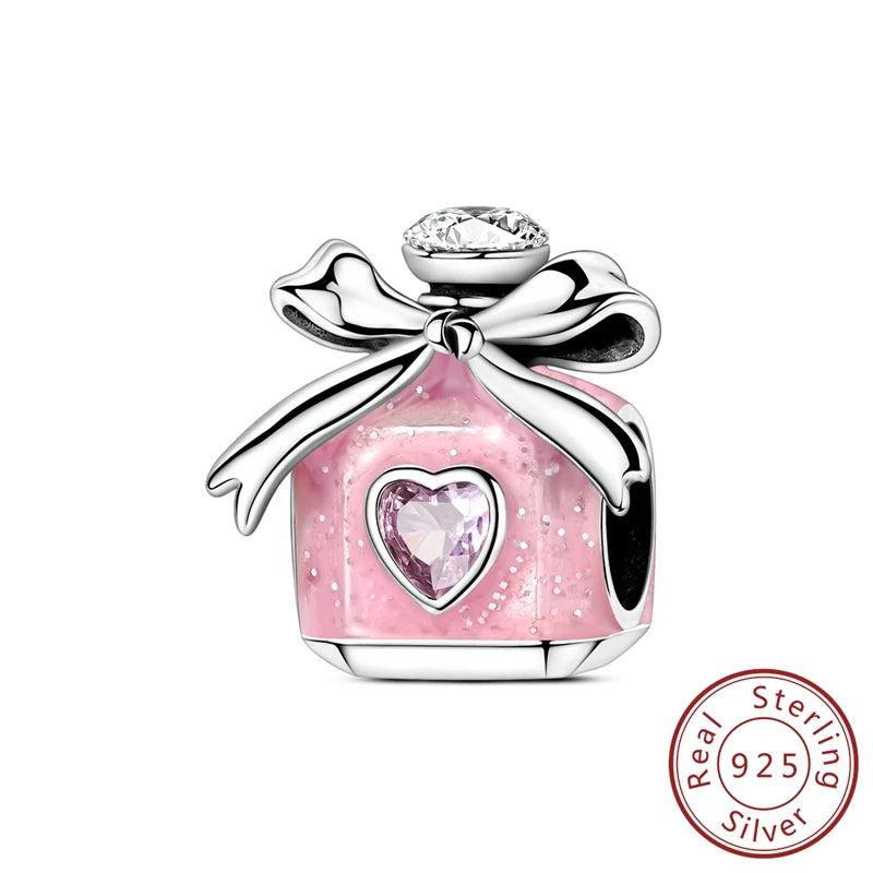 925 Sterling Silver Ballet Shoes & Perfume Bottle Charms | Bow Beads Fit Original Bracelet Pendant DIY Fine Jewelry for Women