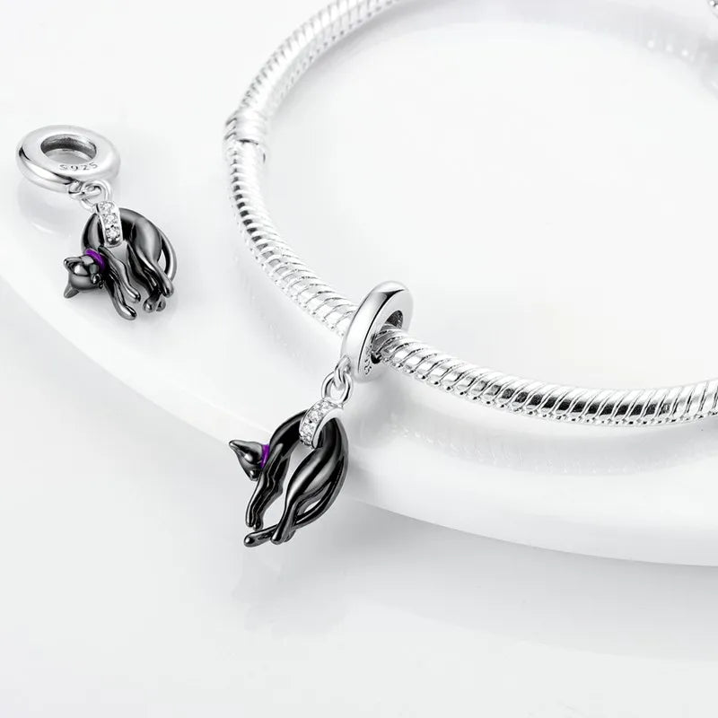 Cat Collection 925 Sterling Silver Charms Bead | Persian Bell & Multifarious Cat Dangle Fit Pandora Bracelet Necklace DIY Jewelry