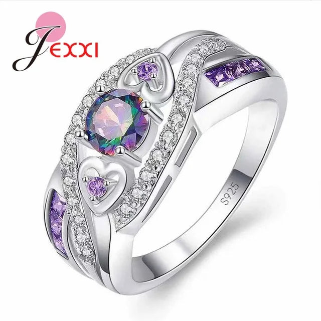 Big Promotion 925 Sterling Silver Colorful CZ Rings for Women – Sizes 6 to 13 Fashion Jewelry Party Gift