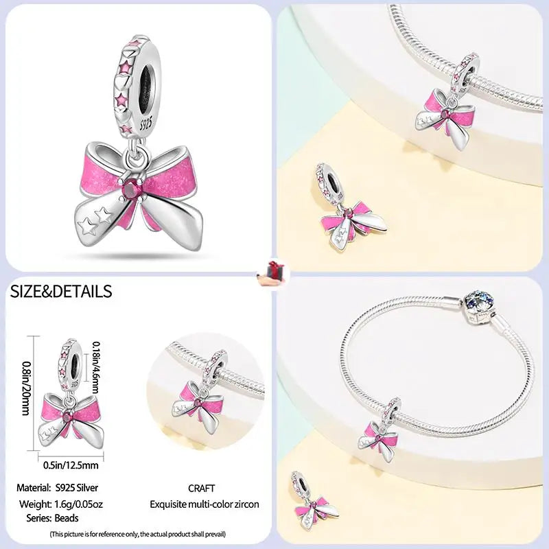 925 Sterling Silver Flying Bird & Butterfly Safety Chain Charm Beads for Original 3mm Bracelet – DIY Jewelry Gift