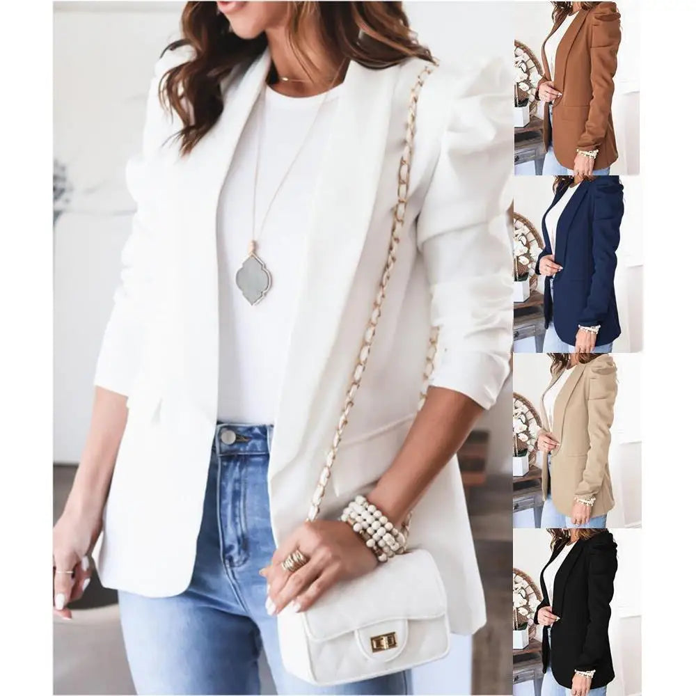✨ Women’s Slim Fit Lapel Suit Jacket 👚 Mid-Length Office & Casual Coat 🍁 Elegant Commute Style Blazer