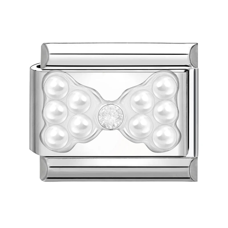 2025 Original Zircon Bow Knot Star Cherry Italian Charm | Stainless Steel 9mm Links DIY Modular Bracelet Jewelry Wholesale