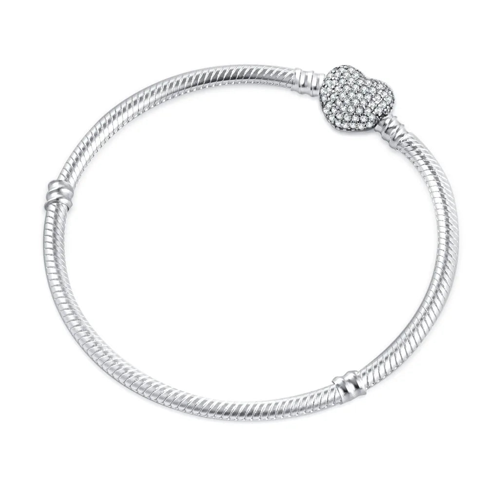 2025 High Quality Heart-shaped Stars Moon Crown Bracelet Charm | 925 Silver Pendant Bead for Women DIY Jewelry Gift