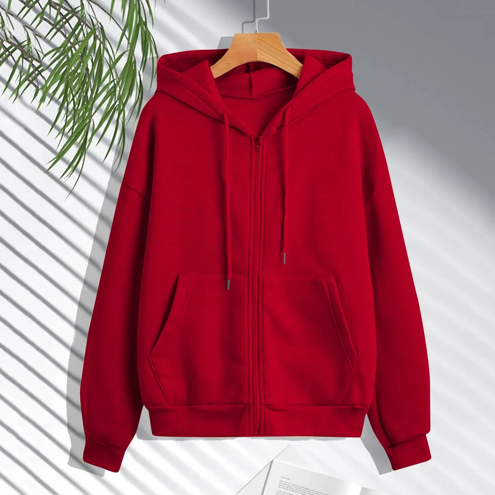 Autumn & Spring Women’s Zip Up Hoodie | Korean Style Casual Drawstring Sweatshirt Cardigan