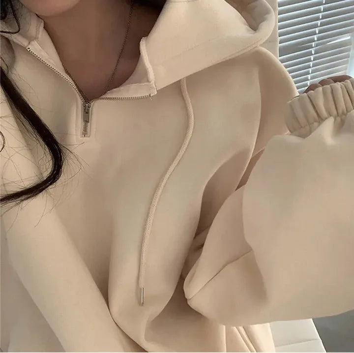 Chic Winter College Long Hoodie Dress ❄️ Lazy Fleece A-Line Side Slit Dress 👗 Pure Color Polyester Fiber 🧵