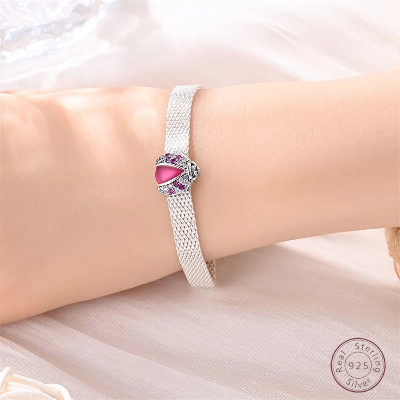 925 Sterling Silver Beaded Flat Pendant | Fantasy Original 3mm Beads for Women’s Bracelet Fine Jewelry