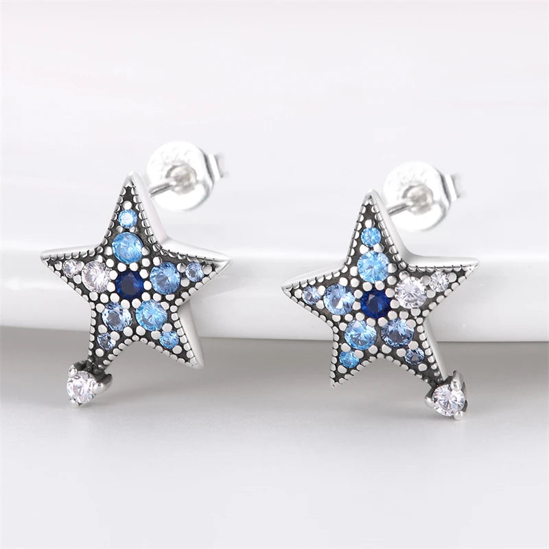 Luxury 925 Sterling Silver Ocean Mermaid Earrings | Pave CZ Fine Jewelry for Women