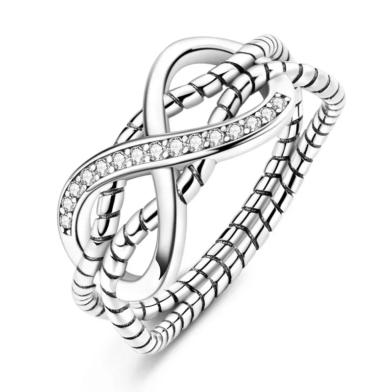 925 Sterling Silver Double Heart, Bow & Starfish Crown Rings | Women’s Moon Ring Fine Jewelry Wedding & Valentine Gift