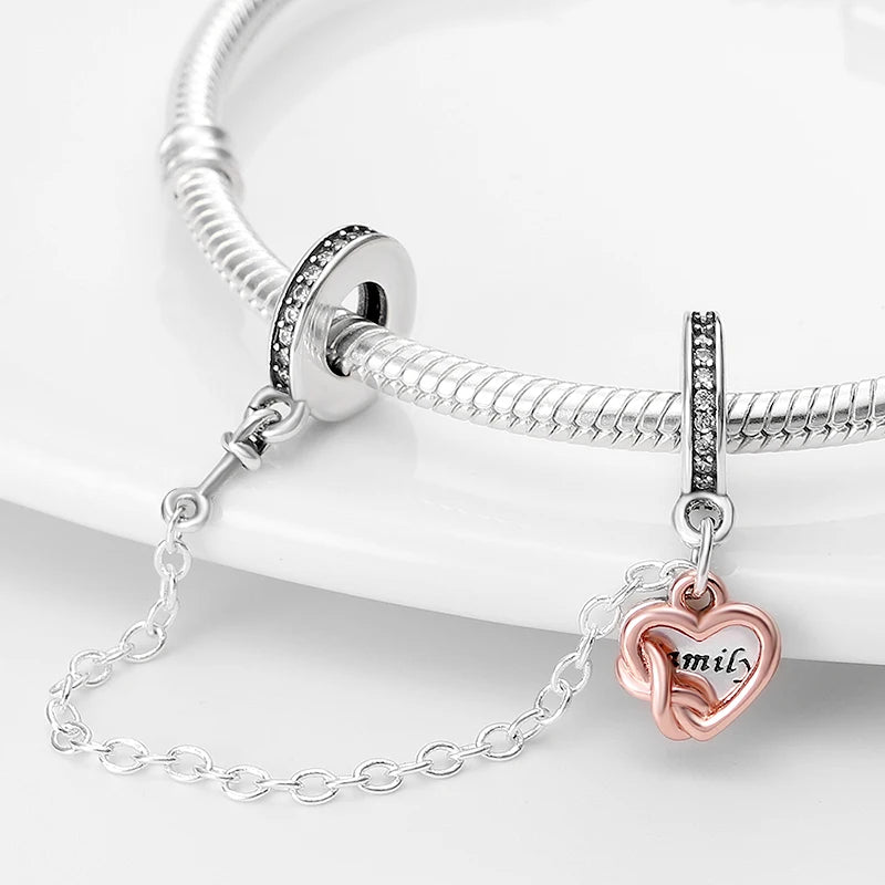 925 Sterling Silver Silicone Spacer Beads & Safety Chain | Clasp Charms Fit Original Pandora 3mm Bracelet – Women’s Jewelry