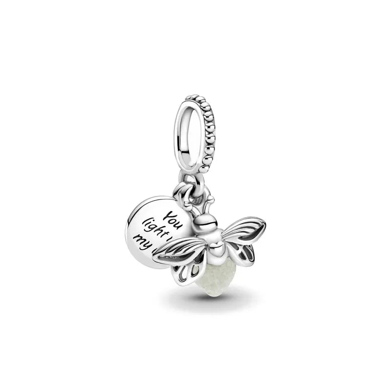 925 Sterling Silver Firefly Light Bulb Pendant | Fits Original Bracelet & Necklace | DIY Jewelry Charm for Women