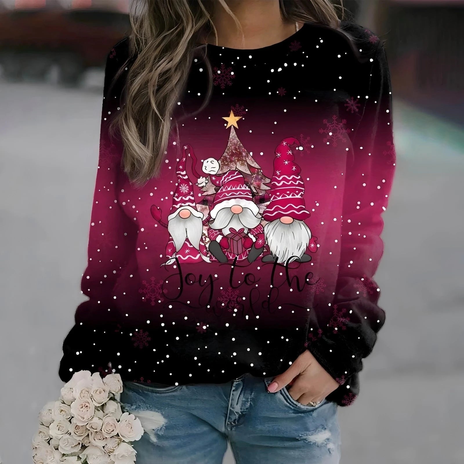 Festival Fashion Women’s T-Shirts | Christmas 3D Snowman Sweatshirt | Long Sleeve Pullover Tops for Winter