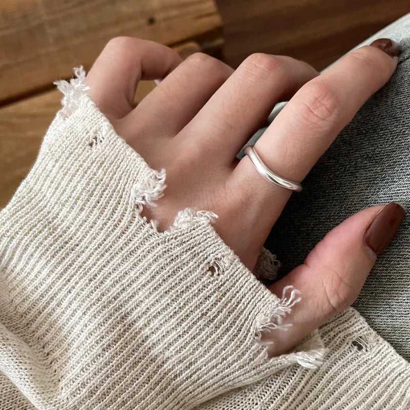 VENTFILLE 925 Sterling Silver Irregular Geometry Ring – Women’s Minimalist Jewelry Gift