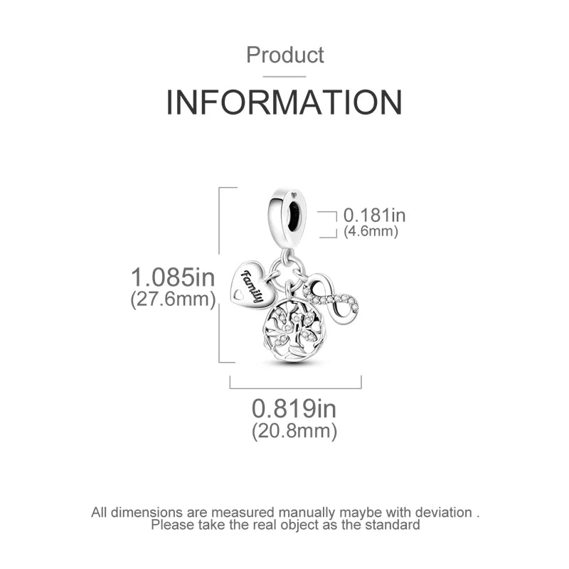 925 Sterling Silver Tree of Life Dangle Charm | Eternal Symbol Bead Fits Pandora Bracelet & Necklace – DIY Jewelry