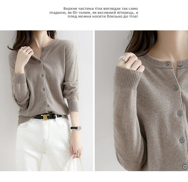 Off-Season Knitted Open Cardigan – Women’s Loose Round Neck Outerwear | Large Size Sweater for Spring & Autumn