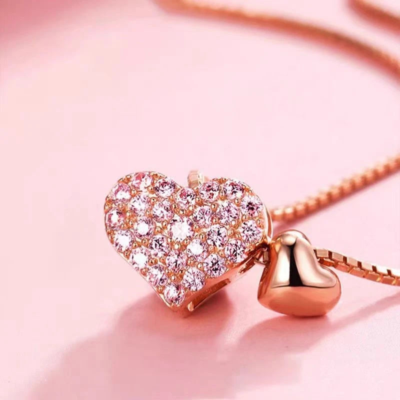 Jkeli 925 Sterling Silver Romantic Love Heart Pendant Necklace | Box Chain Women’s Fashion Wedding Jewelry