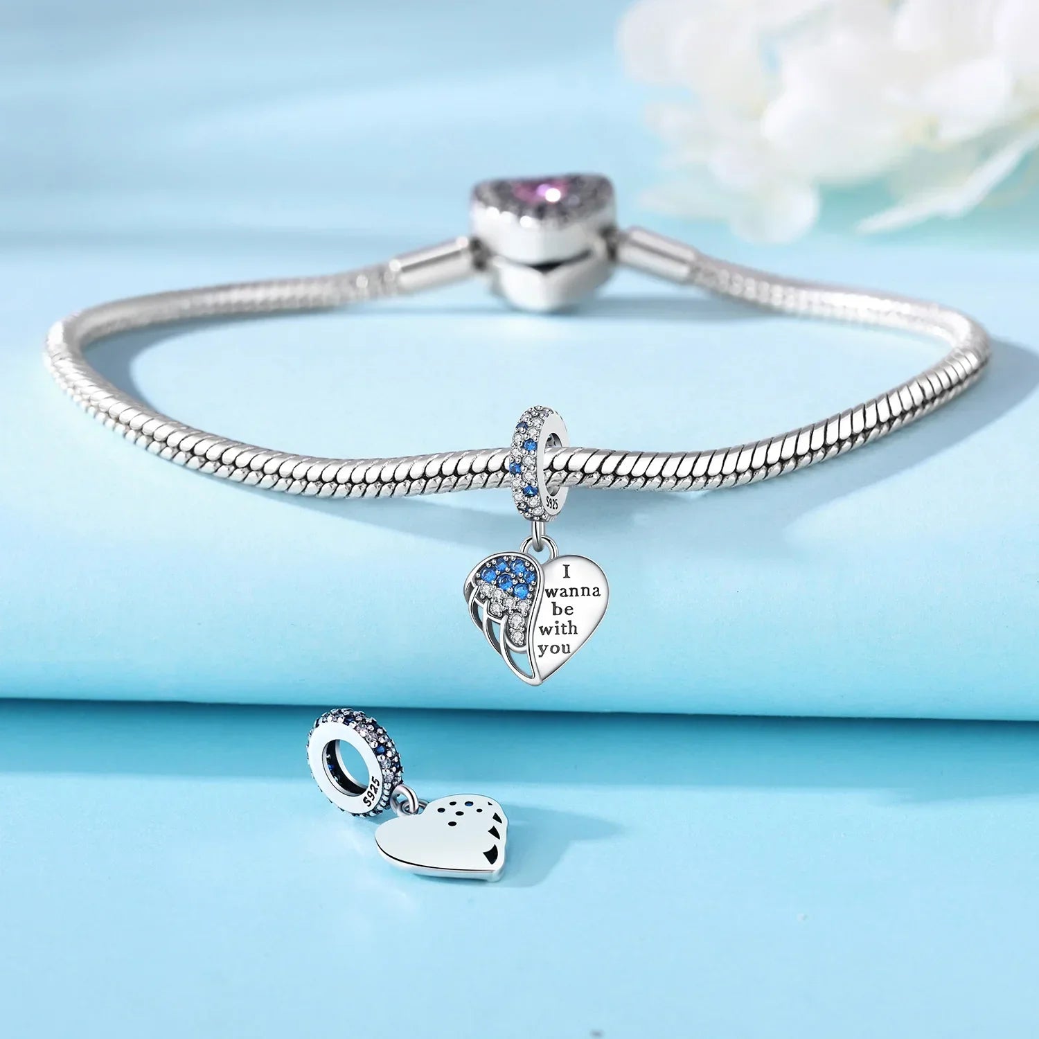925 Sterling Silver Angel Cross Heart Charms | Fit Pandora Bracelet | Women’s DIY Jewelry Gift