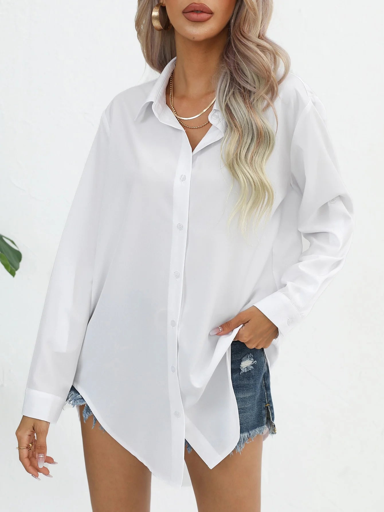 Women’s Loose Casual Long-Sleeved Shirt – Solid Color Spring & Autumn Comfortable Elegant Top 🌿✨
