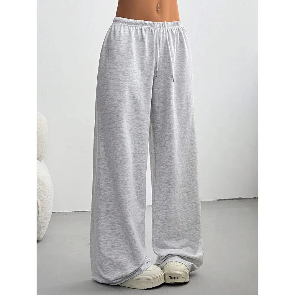Loose Drapey Sporty Casual Pants for Women – Wide Leg Long Trousers with Drawstring Elastic Waist 👖✨