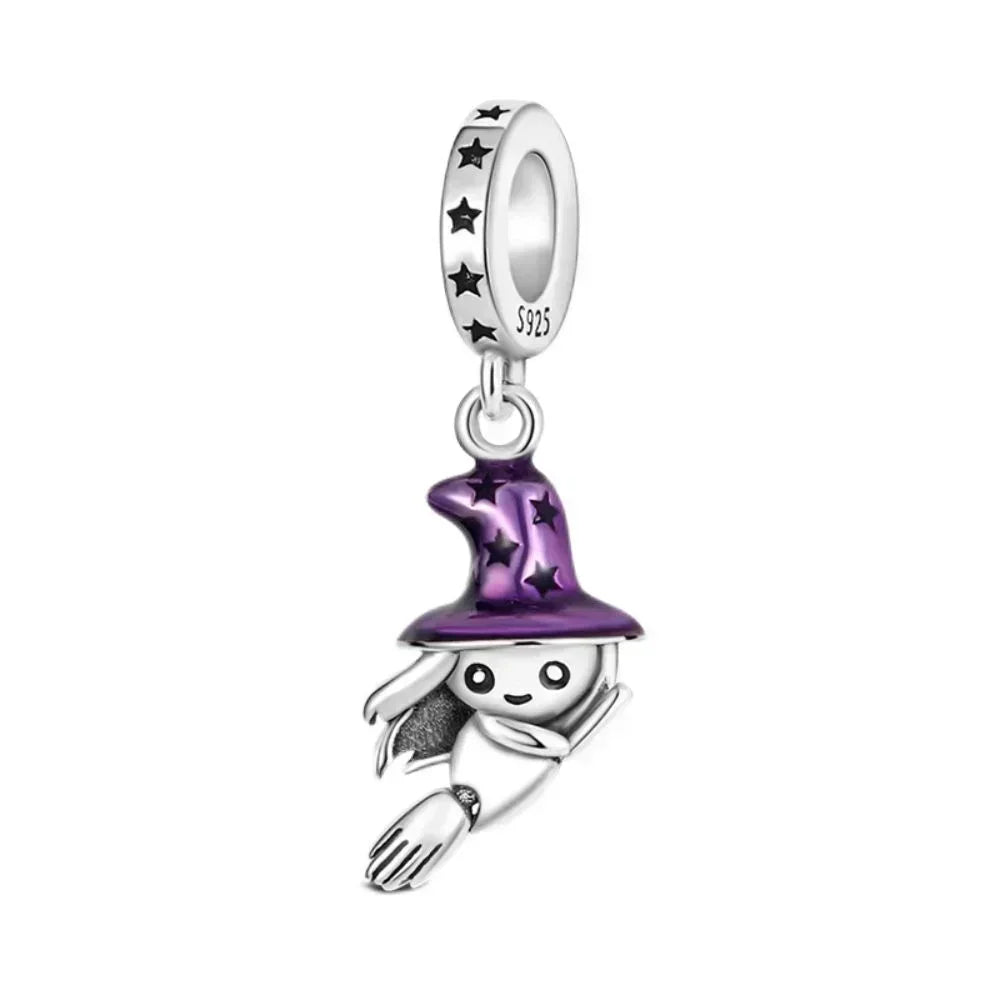 925 Sterling Silver Halloween Charms | Skull, Pumpkin, Bat, Ghost & Coffin Luminous Beads Fit Pandora Bracelet DIY Jewelry Gift