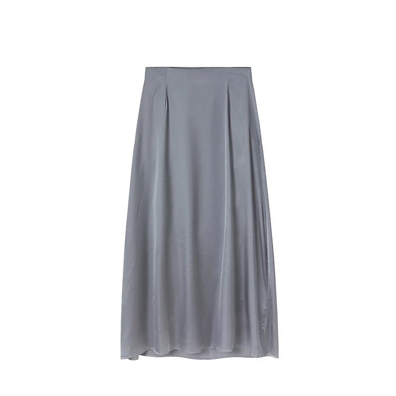 2024 Women’s Fashion Satin High Waist Midi Skirt – Stylish, Chic & Versatile Female Skirt
